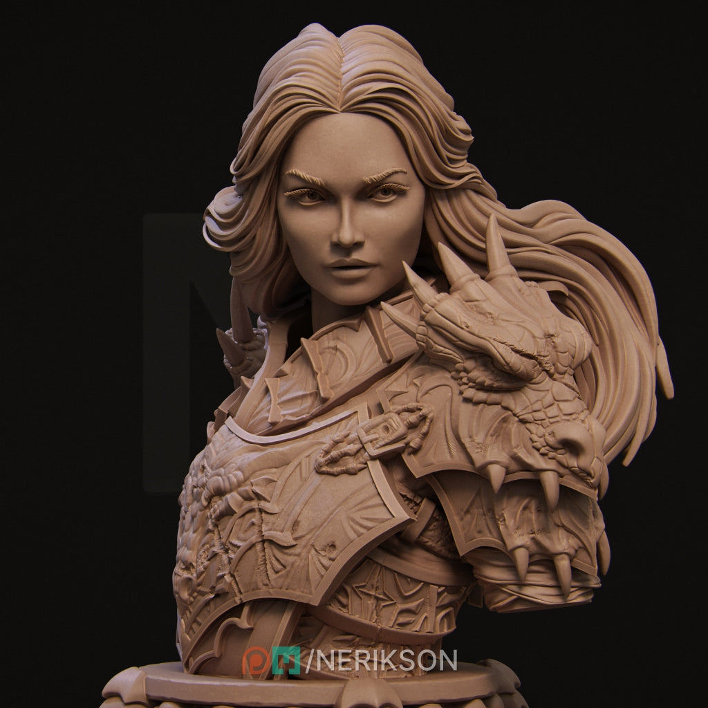 Aleehra the Dragon Knight Bust Resin Model Kit | by Nerikson