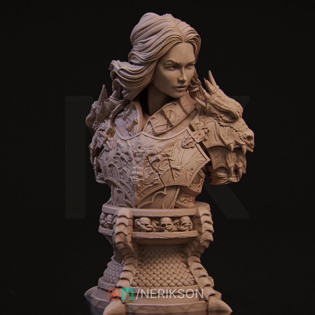 Aleehra the Dragon Knight Bust Resin Model Kit | by Nerikson