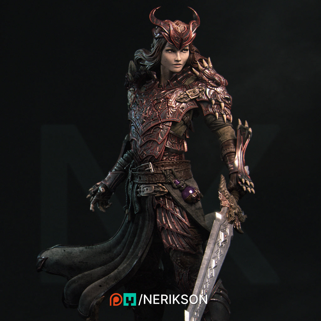 Aleehra the Dragon Knight Standalone Version Miniature Resin Model Kit | by Nerikson