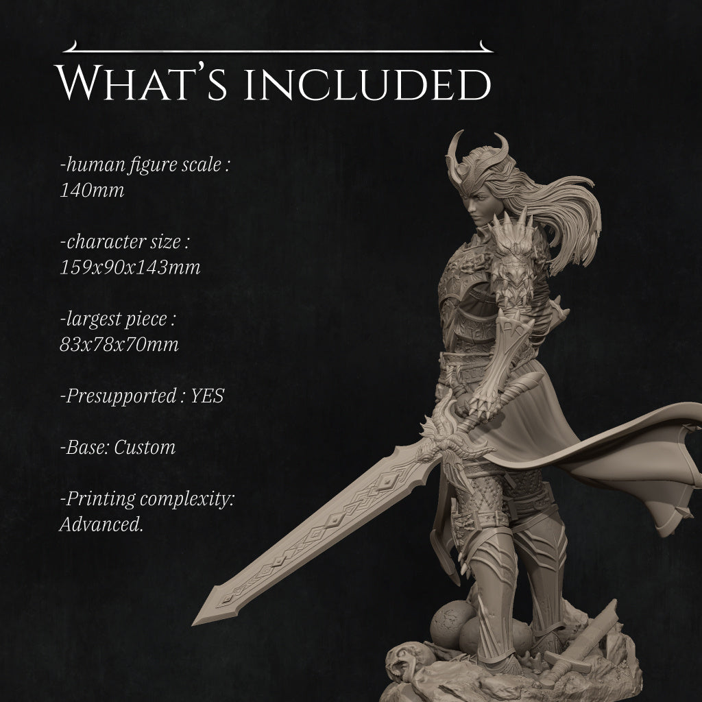 Aleehra the Dragon Knight Standalone Version Miniature Resin Model Kit | by Nerikson