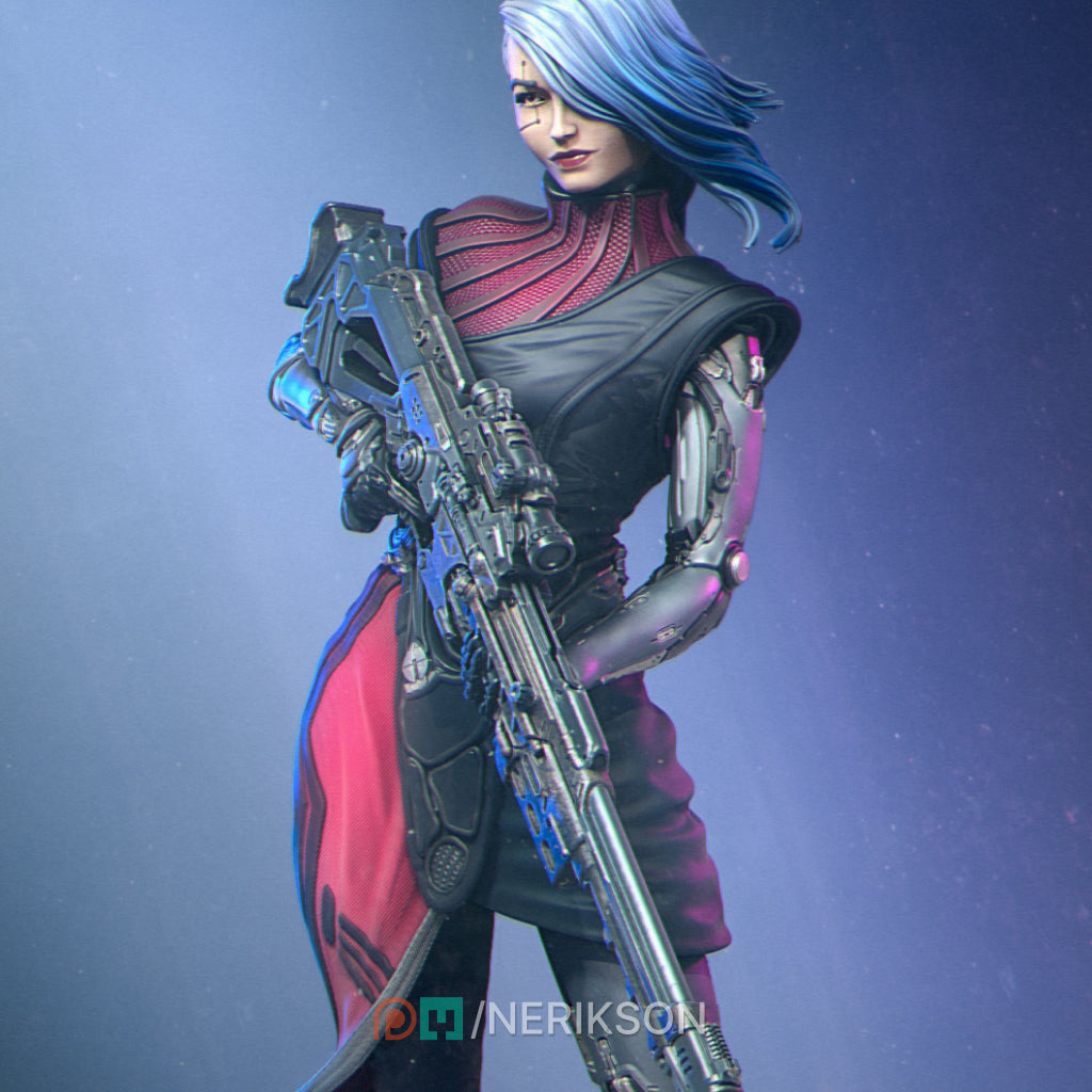 Aryn the Sniper Assassin Standing Variant Miniature Resin Model Kit | by Nerikson