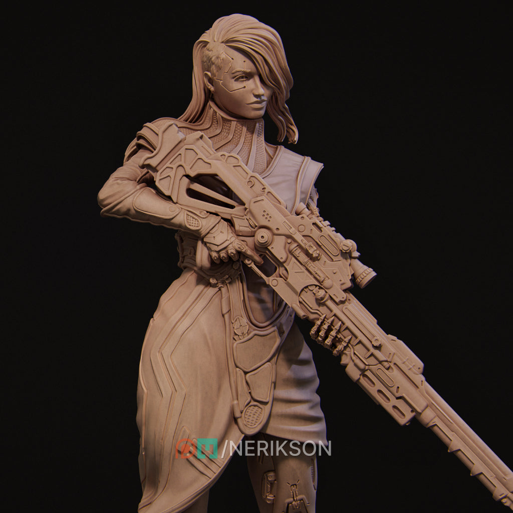 Aryn the Sniper Assassin Standing Variant Miniature Resin Model Kit | by Nerikson