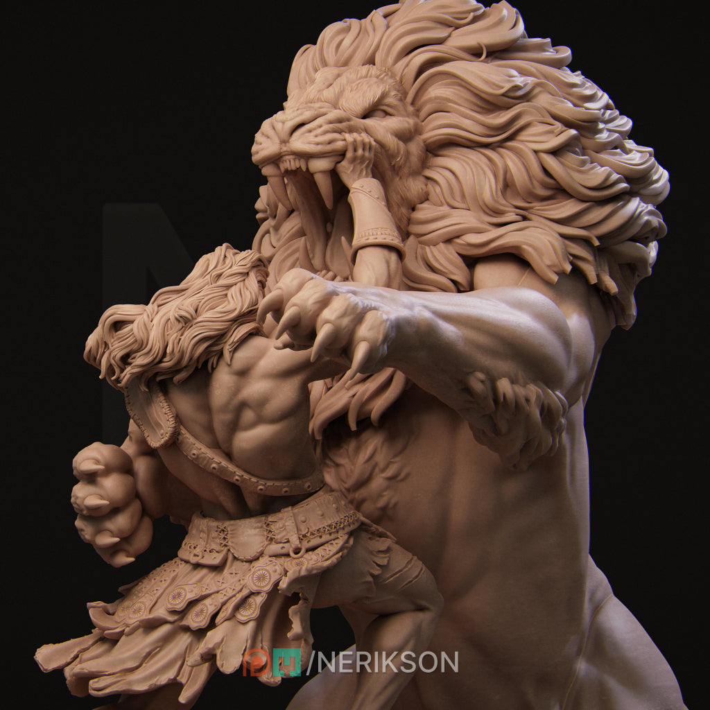 Heracles and the Nemean Lion Diorama Miniature Resin Model Kit | by Nerikson