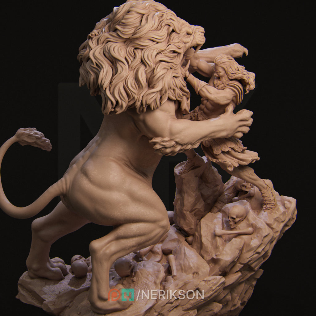 Heracles and the Nemean Lion Diorama Miniature Resin Model Kit | by Nerikson