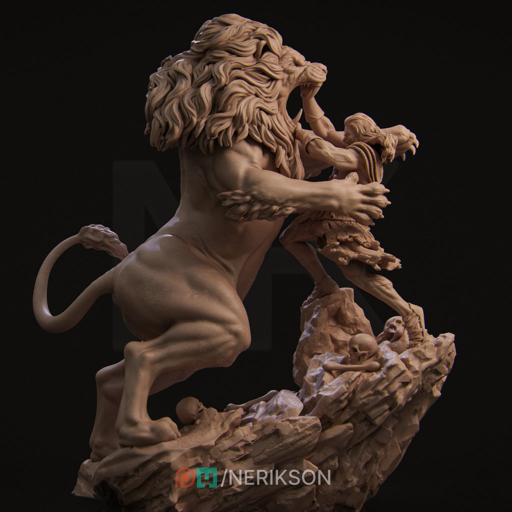 Heracles and the Nemean Lion Diorama Miniature Resin Model Kit | by Nerikson